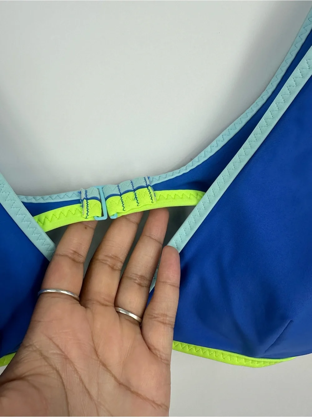 Aerie Blue And Green Scoop Bikini Top Size XL Swim Beach Boho